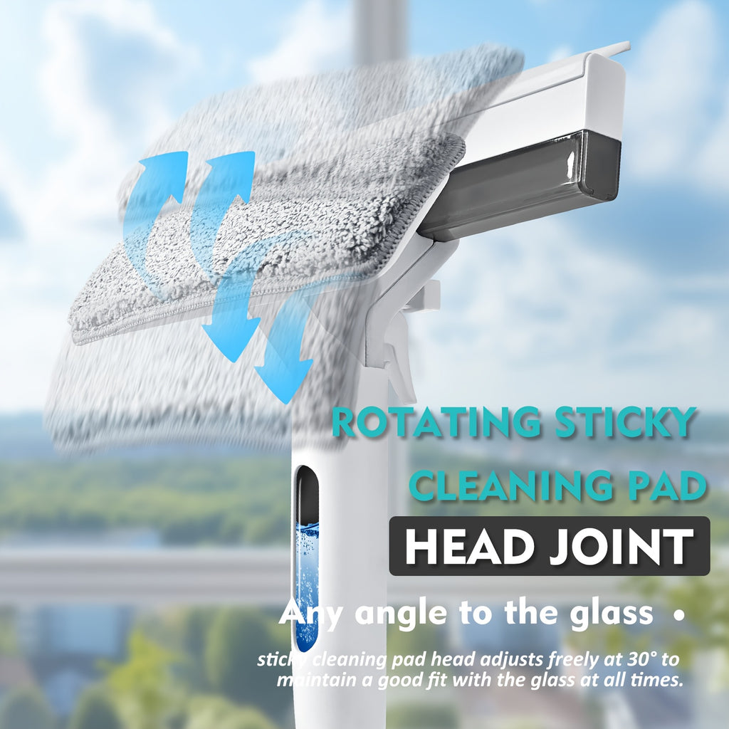 3-in-1 Glass Cleaning Kit with Collection Tank - Ultimate Glass Cleaning Wizard with Extendable Telescopic Pole, Spray, Wash & Squeegee - Perfect for High Windows, Shower Doors & Car Windshields, Creative Cleaning Tool, Windo