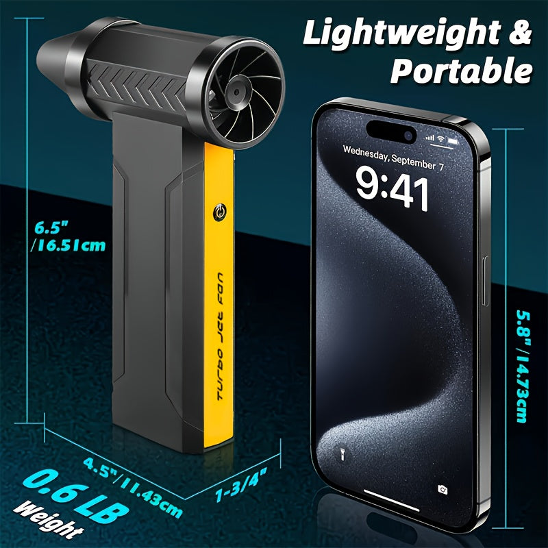 143000RPM Portable Turbine Violent Fan - 3-Speed Cordless Air Duster with 21700 Battery, 200W Power, Rechargeable, USB-C Charging, for Car, Home, Dust, Snow, Leaf, Camping, Outdoor Use - Ideal Gift for Men & Women