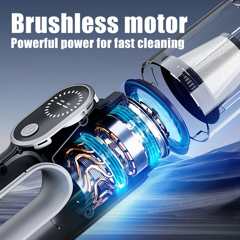 [2-in-1 Car Vacuum Cleaner] 2-in-1 Portable Wireless Brushless Car Vacuum Cleaner | Handheld Cordless Vacuum & Air Duster with LED Light, Multi-Nozzles for Car, Home, Office, Pet Hair | 15KPa Suction Power, 0.3H Runtime, USB