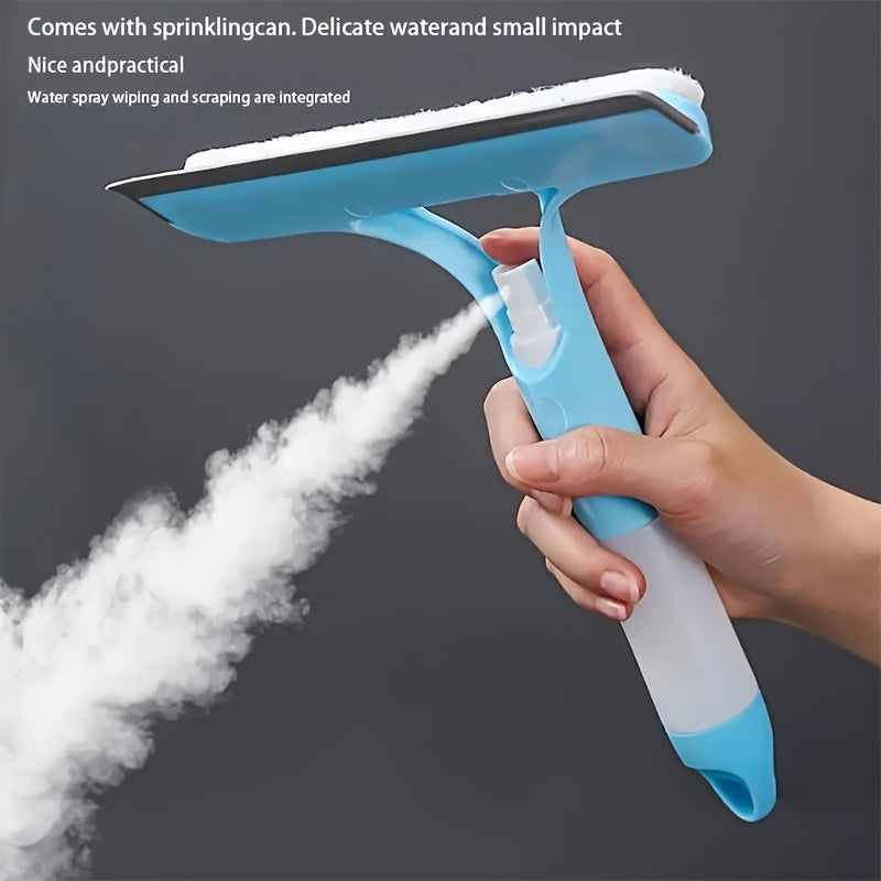 3-in-1 Multi-Functional Glass Cleaning Tool with Sprinkler - Durable Polypropylene (PP) Plastic, Efficient Mirror & Window Scraper for Bathroom, Kitchen, Living Room, Bedroom, Toilet - Easy to Use, No Residue, Bathroom Cleani