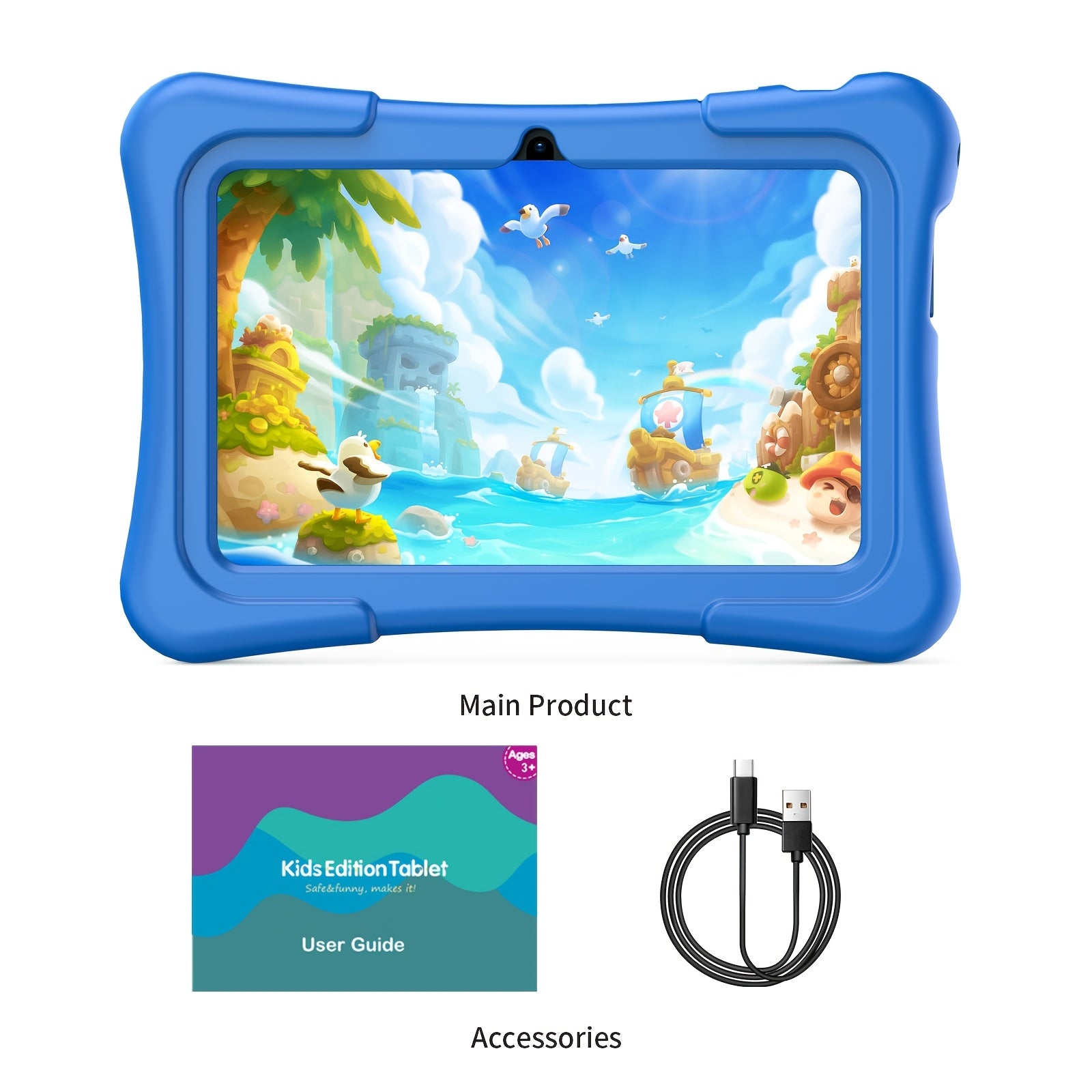 Android 13 7-Inch Kids Portable Tablet with Case 4GB (2GB+2GB Expandable) RAN+32GB ROM, Support 1TB Expandable, Quad-Core Processor, HD Display, Dual Camera, Dual WiFi (2.4G+5G), 2025 New Boys and Girls Gifts