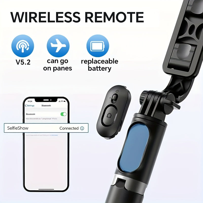 40 Inch Retractable Selfie Stick Professional Floor Tripod For Live Streaming, With Wireless Remote, 360° Rotation, Stable Anti-shake Design. Ideal For Travel Vlogs & Outdoor Live Streaming. Compatible With for iphone/Androi