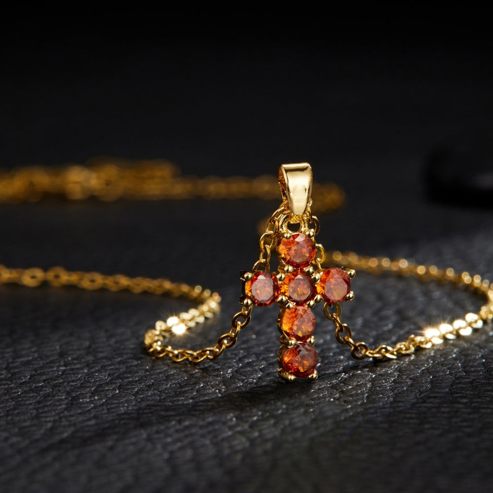 Golden-Tone Copper Cross Necklace