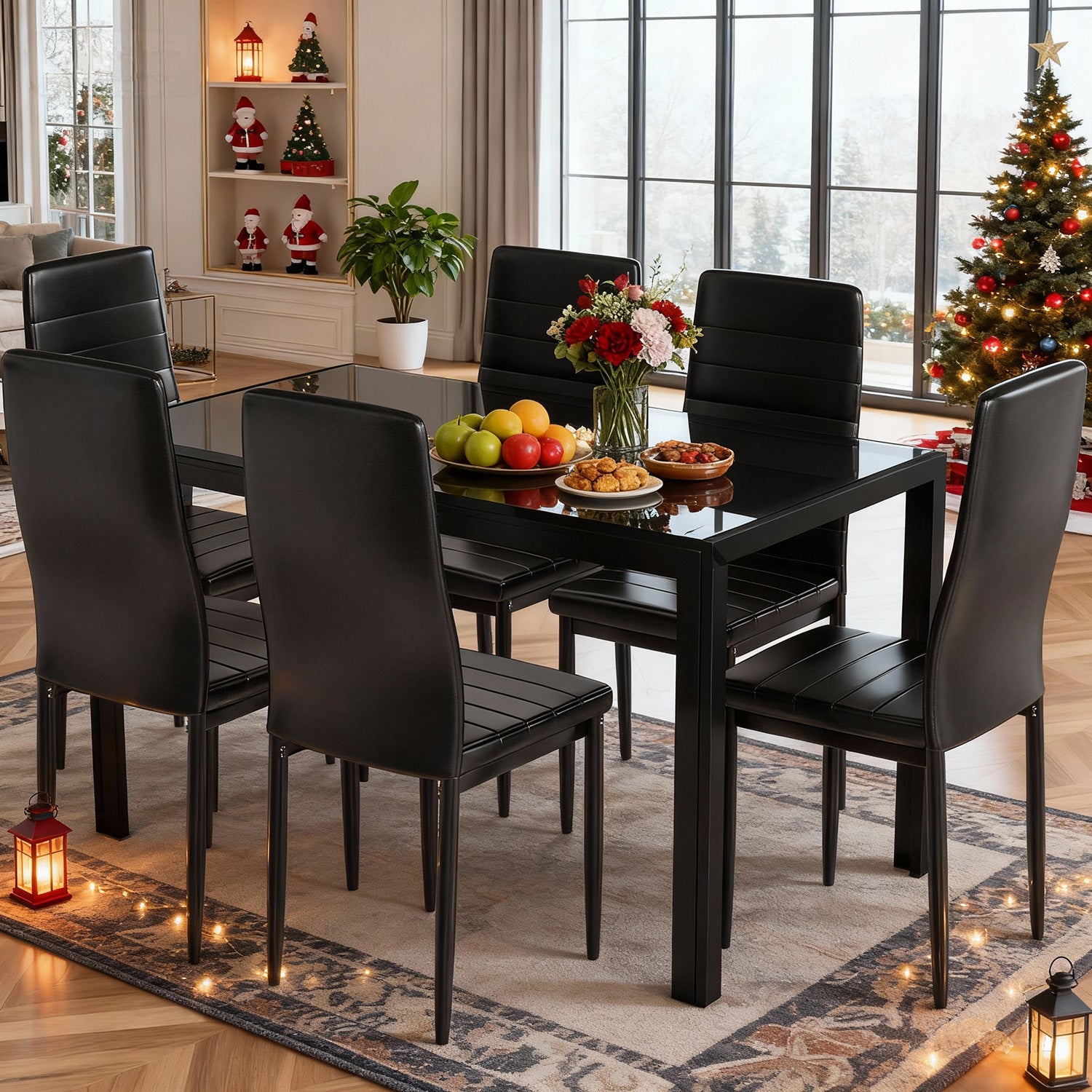 7-Piece Modern Glass Dining Table