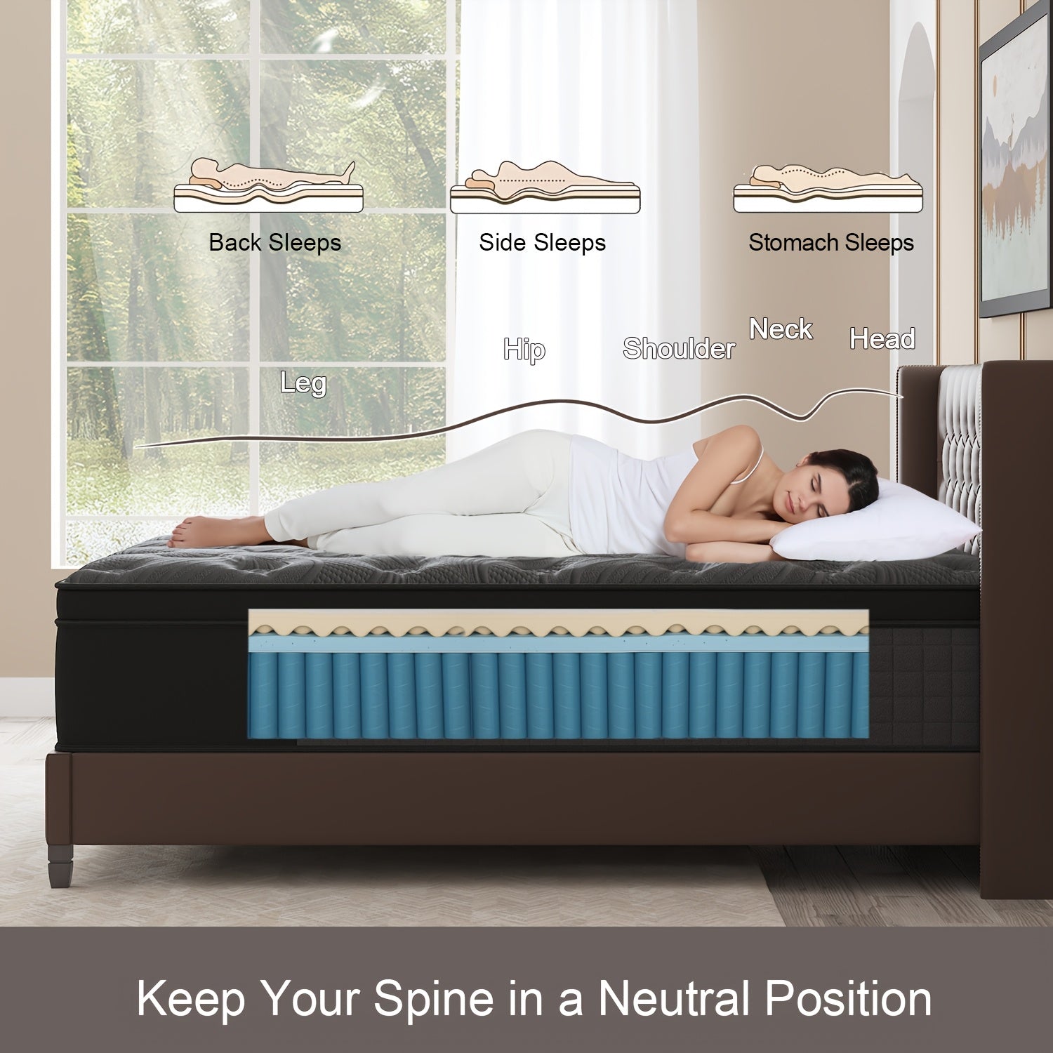 Luxury Mattress 12"14" Twin Full Queen King Size Gel Memory Foam Pocket Spring Hydird Mattress In A Box Medium Firm