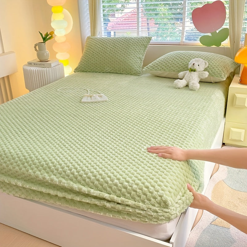 [Velvet | Thickened] 1pc Velvet Thickened Doudou Fitted Sheet Protector | Winter Warmth Soft Comfortable Bedding | Full Encasement Mattress Cover for Bedroom Guest Hotel Sealy