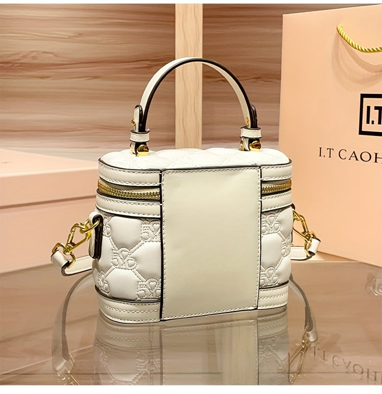 [Luxury Box Bag] High-End Retro Mini Box Bag | Light Luxury Niche, Women's Cross-Body Bag, Zipper Closure, Detachable Shoulder Strap, Valentine's Day Gift for Girlfriend, Perfect for Daily And Commuting Us
