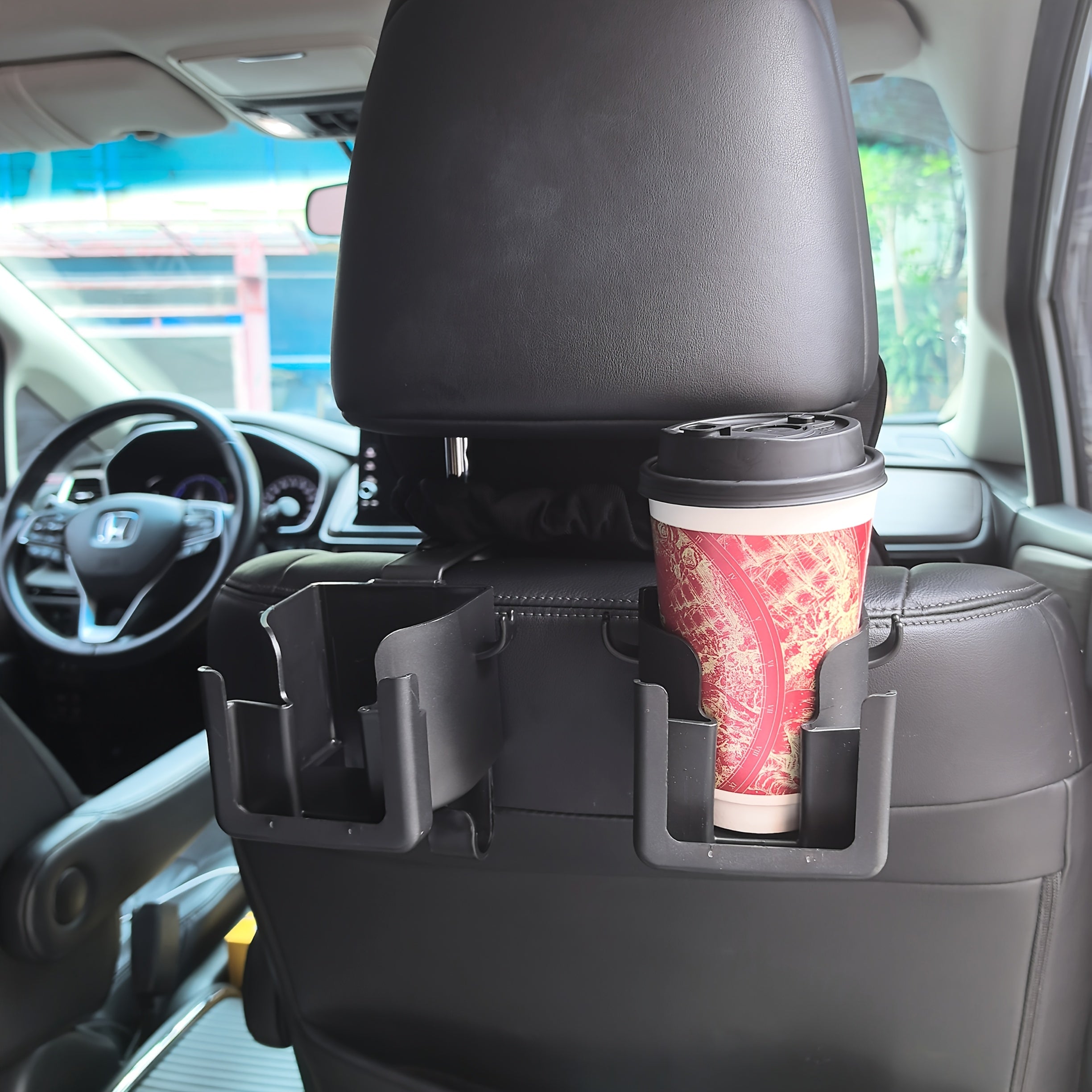 2pcs multi-functional car seat back storage rack with cup holder, mobile phone holder and hook - suitable for most models, can hold water bottles, milk tea bags, garbage bags and glasses, Car Storage, Cup Holders For Back Sea