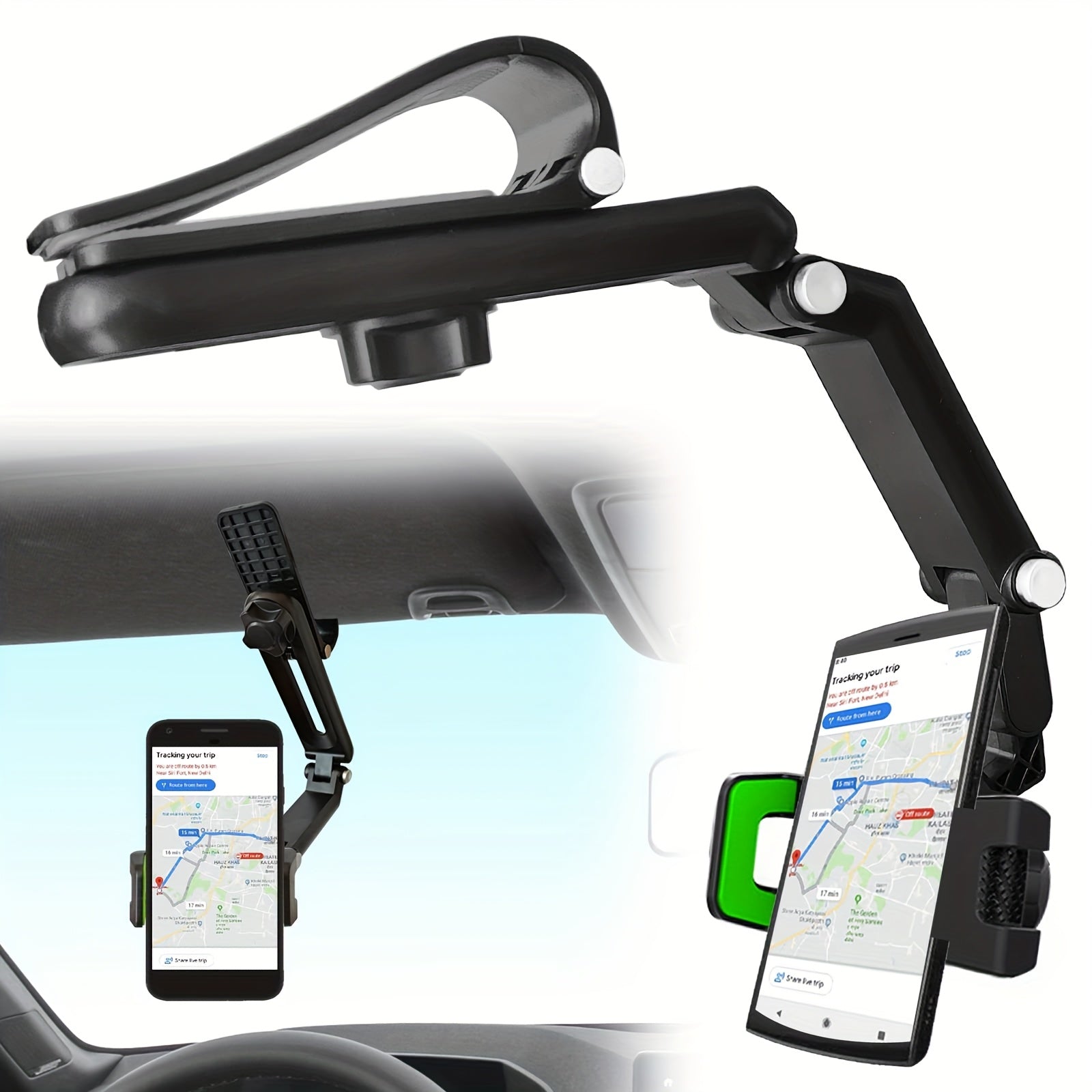 1080° Multifunctional SunVisor Phone Car Mount, 360 Degree Rotating Cell Phone Holder for Any Scene, Retractable Car Phone Holder.