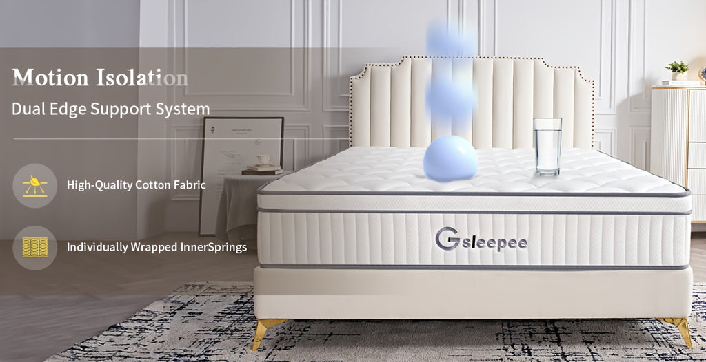 Gsleepee Hybrid Memory Foam Mattress - Twin/Full/Queen/King Size, Soft & Comfortable with Medium Firm Support, Motion Isolation, Allergy-Friendly, Quiet Sleep, Easy Transport in a Box, Available in 8/10/12/14 Inch Thicknesses
