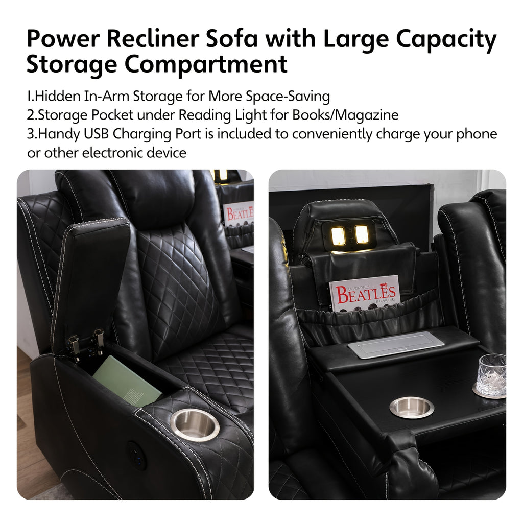 Power Recliner Loveseat with Speaker for Living Room, Loveseat Seating Couch, LED Lights