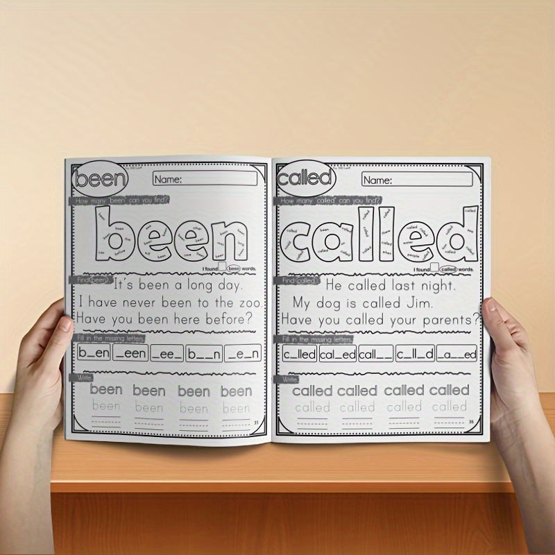 50-Page High-Frequency Kindergarten Sight Words Workbook - Phonics & Spelling Practice, Paper Material, Homeschool & Classroom Handwriting Aids