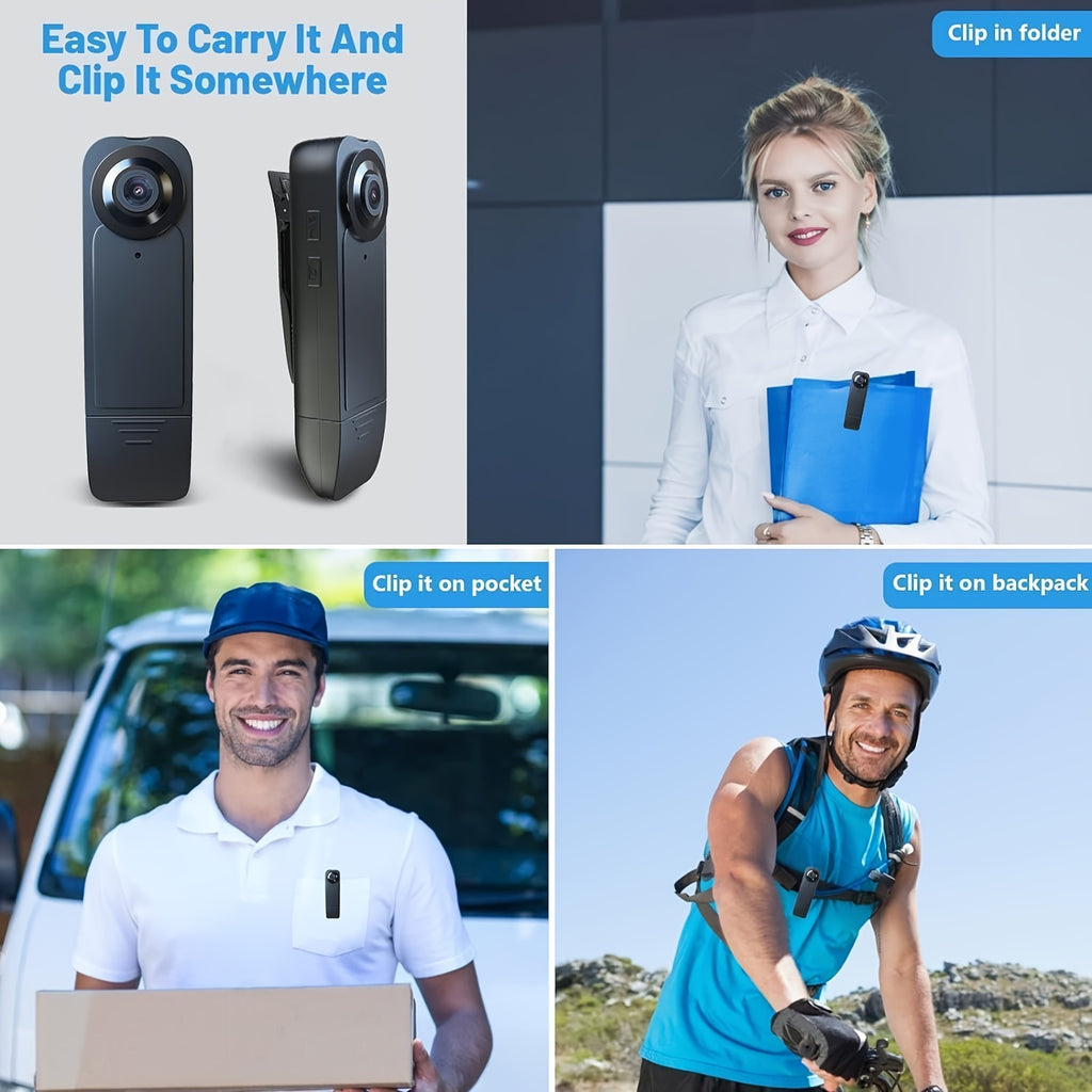 Body Camera, 1080P 64GB Body Camera with Upgraded Clip, Wearable Camera with Motion Detection and Night Vision, Suitable for Proof of Work, Delivery, Outdoor Travel, Personal Use