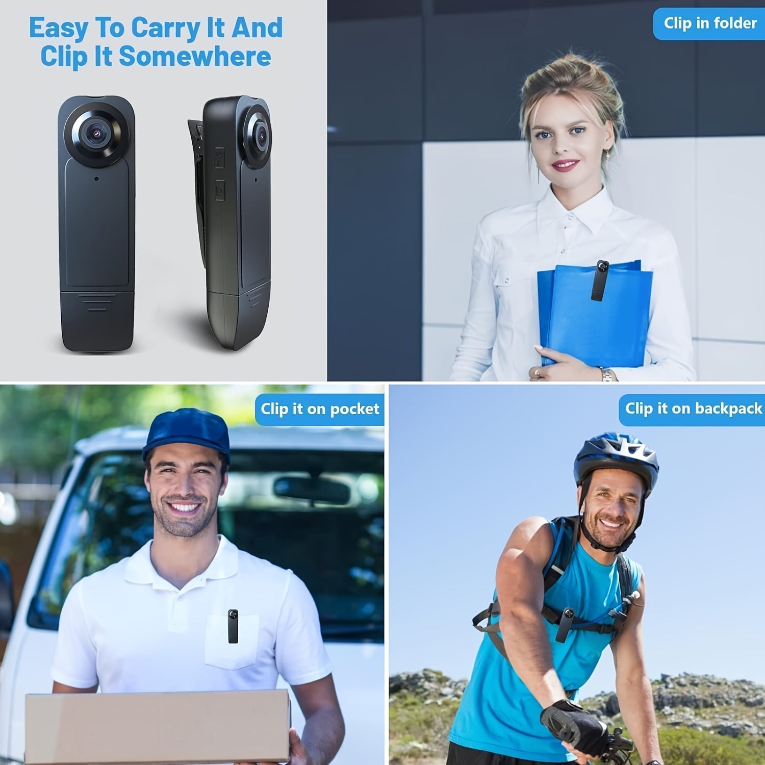 Body Camera, 1080P 64GB Body Camera with Upgraded Clip, Wearable Camera with Motion Detection and Night Vision, Suitable for Proof of Work, Delivery, Outdoor Travel, Personal Use