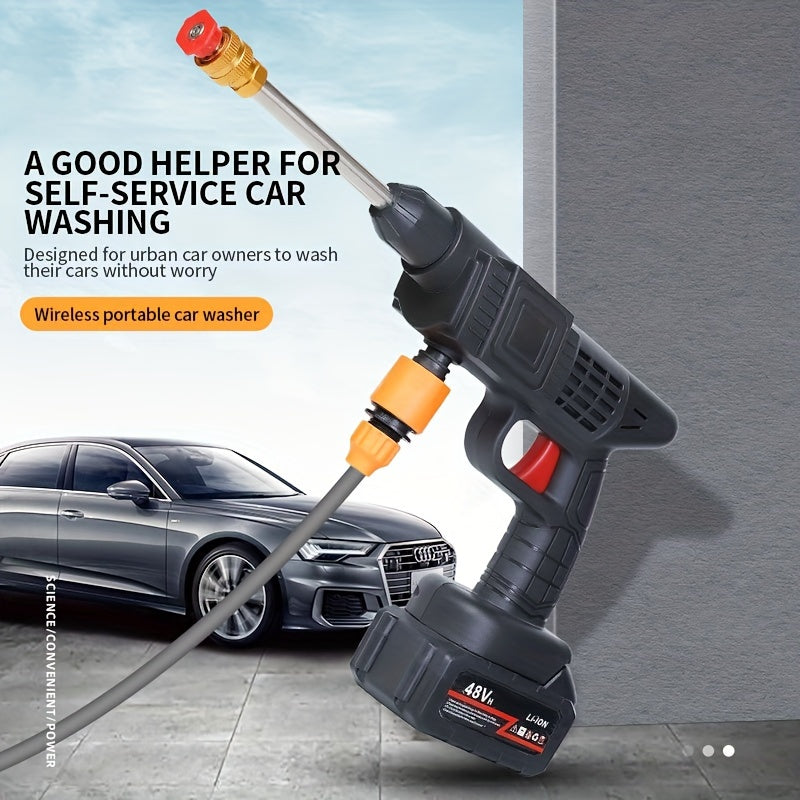 Stainless Steel High-Pressure Washer Gun, 3000 PSI Max with Quick Connect Nozzles Hose Connector, Equipped with A Single 15000mAh Battery, Single Battery Use Time Of About Half An Hour.
