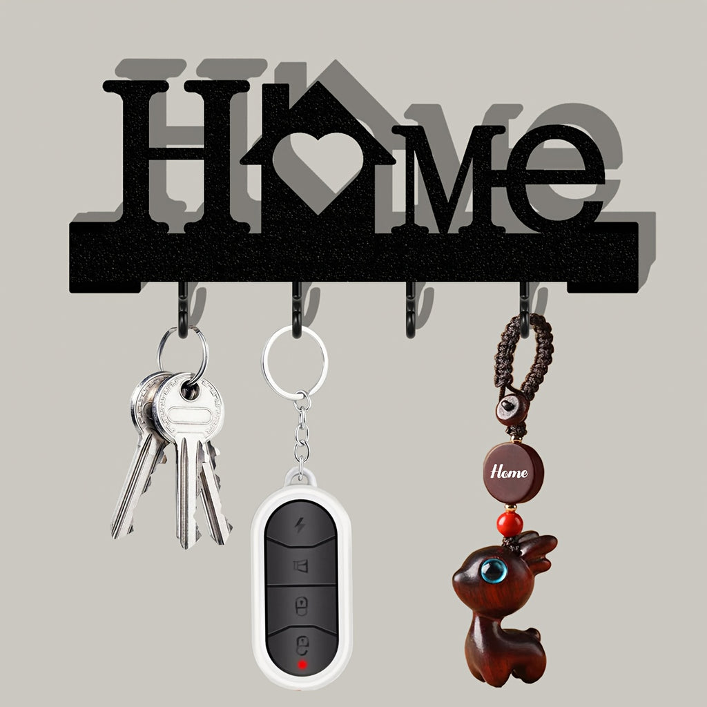 1pc Home Love Shaped Keychain Wall-Mounted Entry Organizer with Hooks, Includes Transparent Nano Double-Sided Tape, No Drilling Required, Finely Designed, Suitable for Home Decoration in The Living Room.