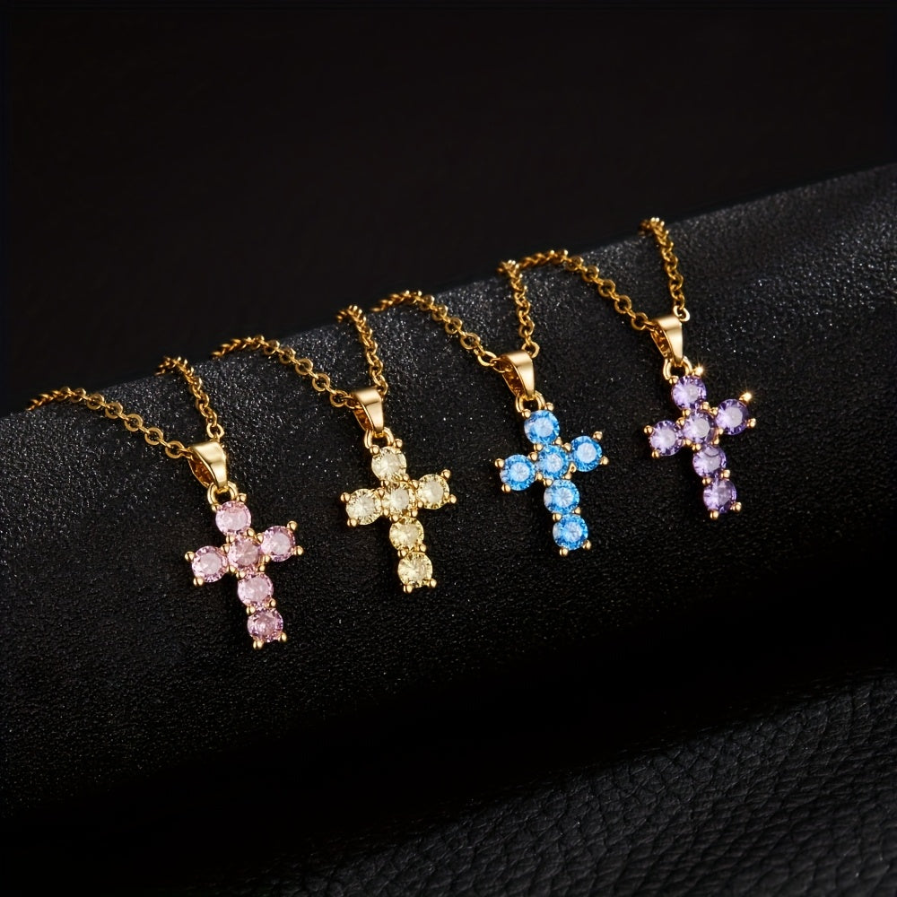 Golden-Tone Copper Cross Necklace