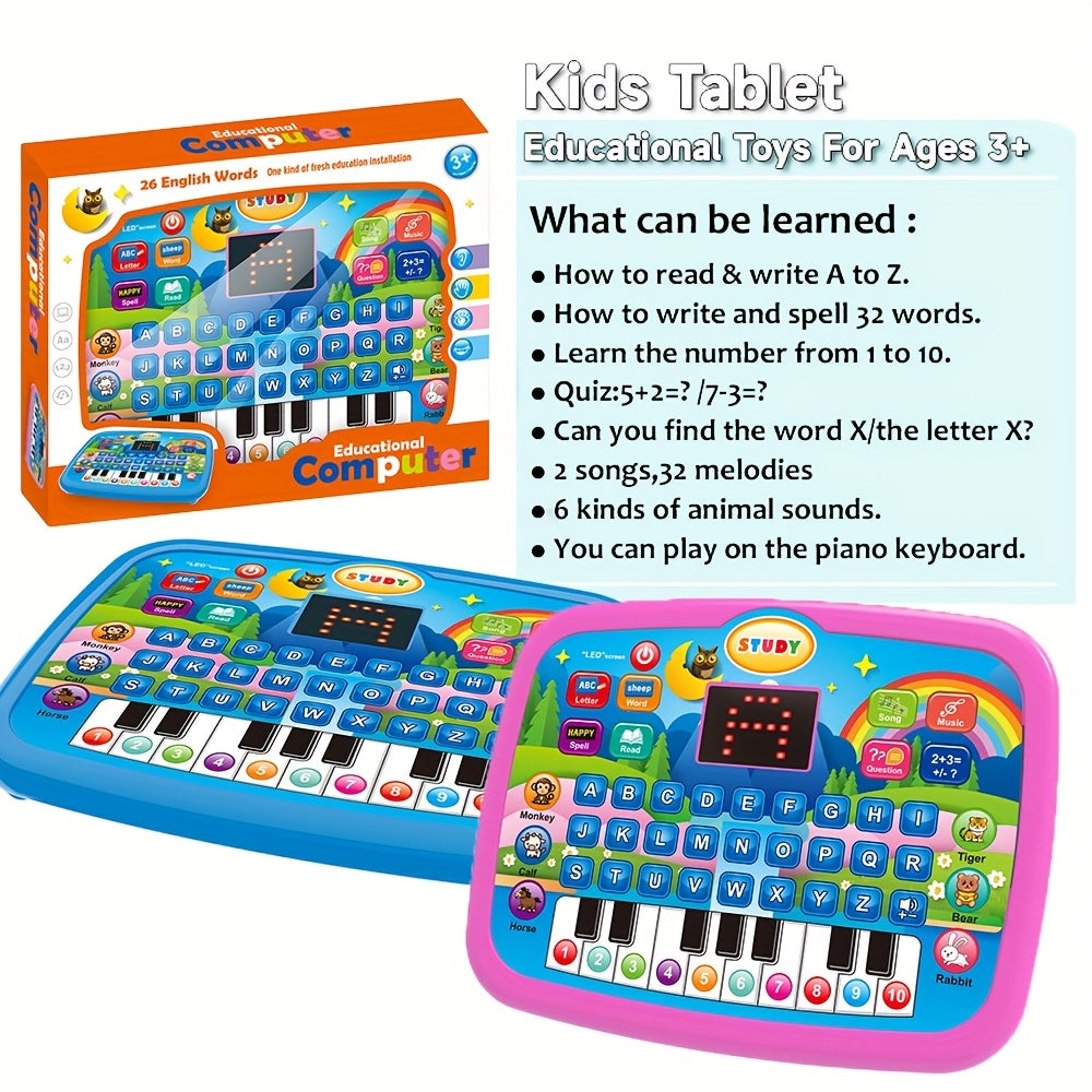 Children's Multifunctional Educational Learning Machine, English Learning with Alphabet, Numbers, and Music Features, Early Development Toy for Kids (Batteries Not Included)