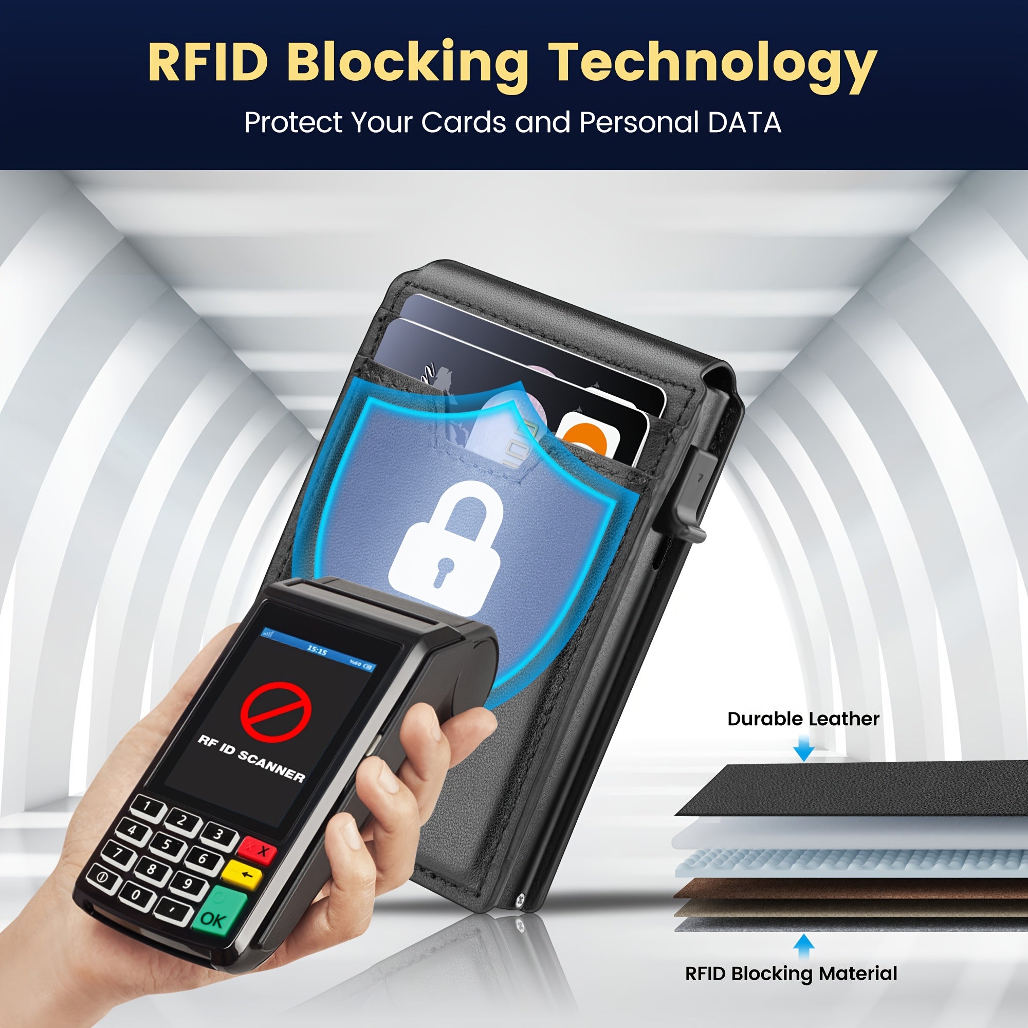 Wallet for Men, Mens Minimalist Wallet, Slim Compact Wallet with Money Clip & ID Window, RFID Blocking Smart Pop Up Card Wallet, Metal Aluminum Bifold Wallet Credit Card Holder-Best Gift, Mens Wallet, Wallet for Women High Qu