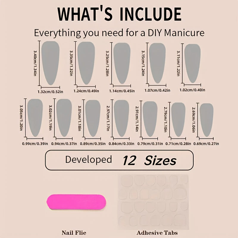 French Leopard Print Long Pointed Nails Glitter Black Splicing Nail Art Detachable Nail Tips 1 Box of 24pcs