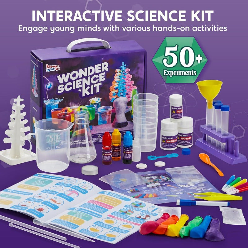 50+ Wonder Science Kit, Experiments Educational Toy For Kids: Growing Crystal Tree, Explore Chemistry Reactions & STEM Lab Activities - Ultimate Birthday Christmas Gifts For Boys And Girls Ages 6-12