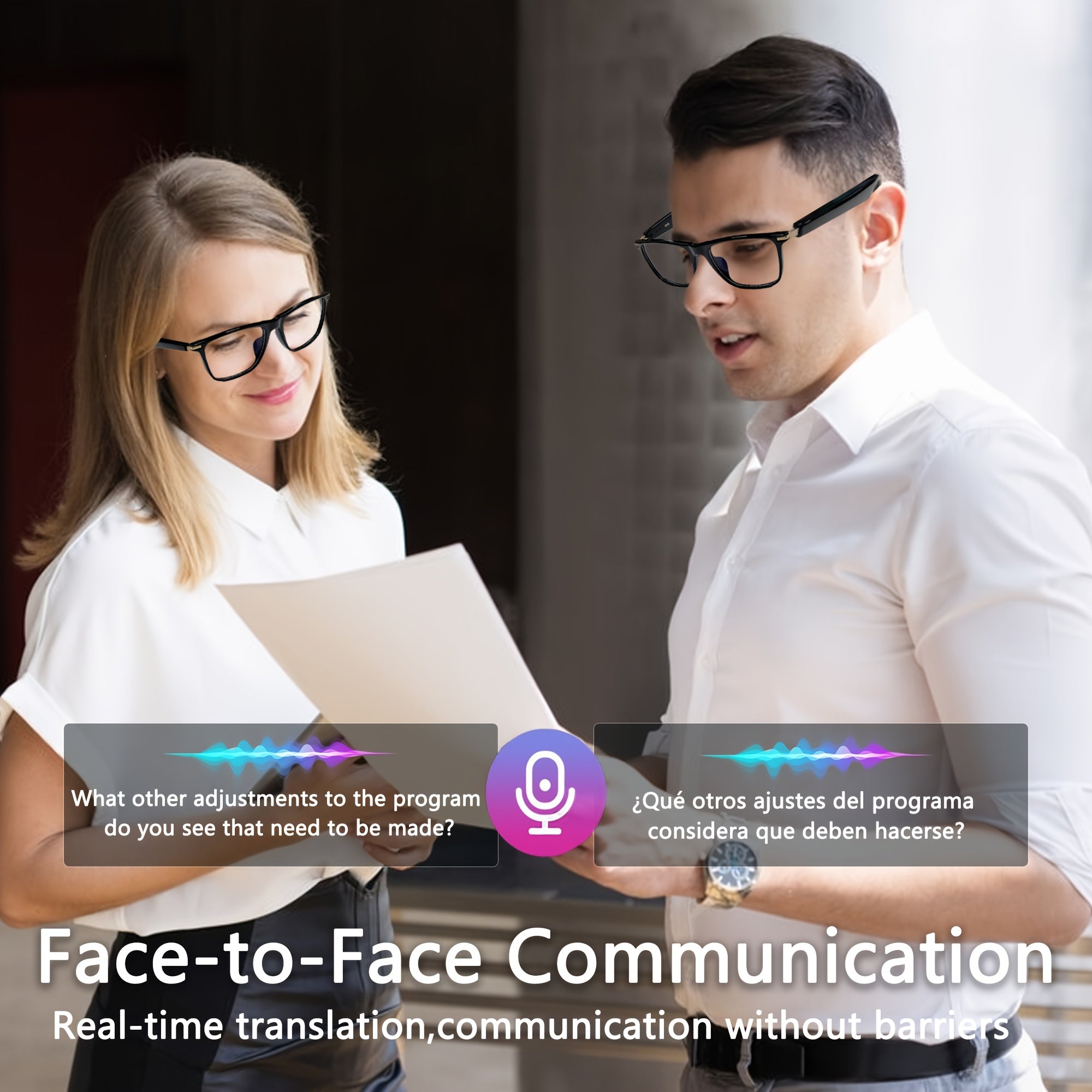 OICIIDO AI Smart Glasses, New Multifunctional Audio Glasses for Men and Women, Support Real-Time Translation for 160+ Languages and Video Translation, Equipped with Chat GPT System, Built-In Microphone and Speaker, HD Voice C