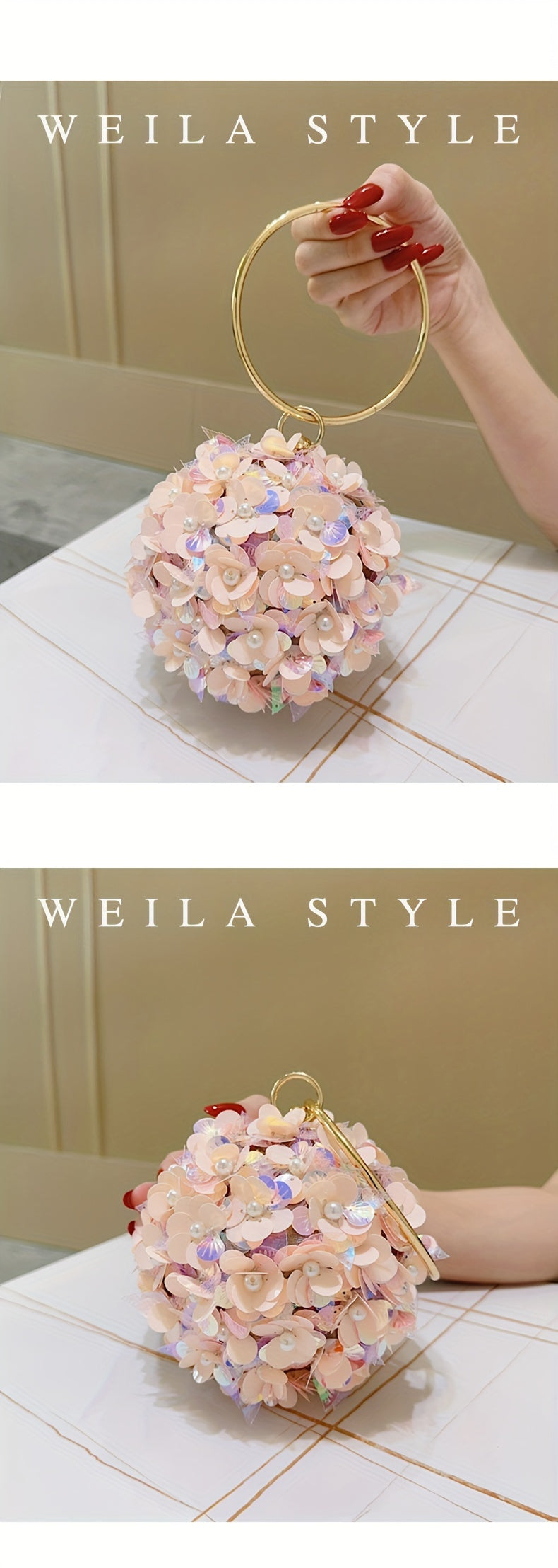 Sparkling Rose Golden Clutch Bag, Rhinestone Flower Design, Elegant Evening Handbag For Women, Party Dress Accessories