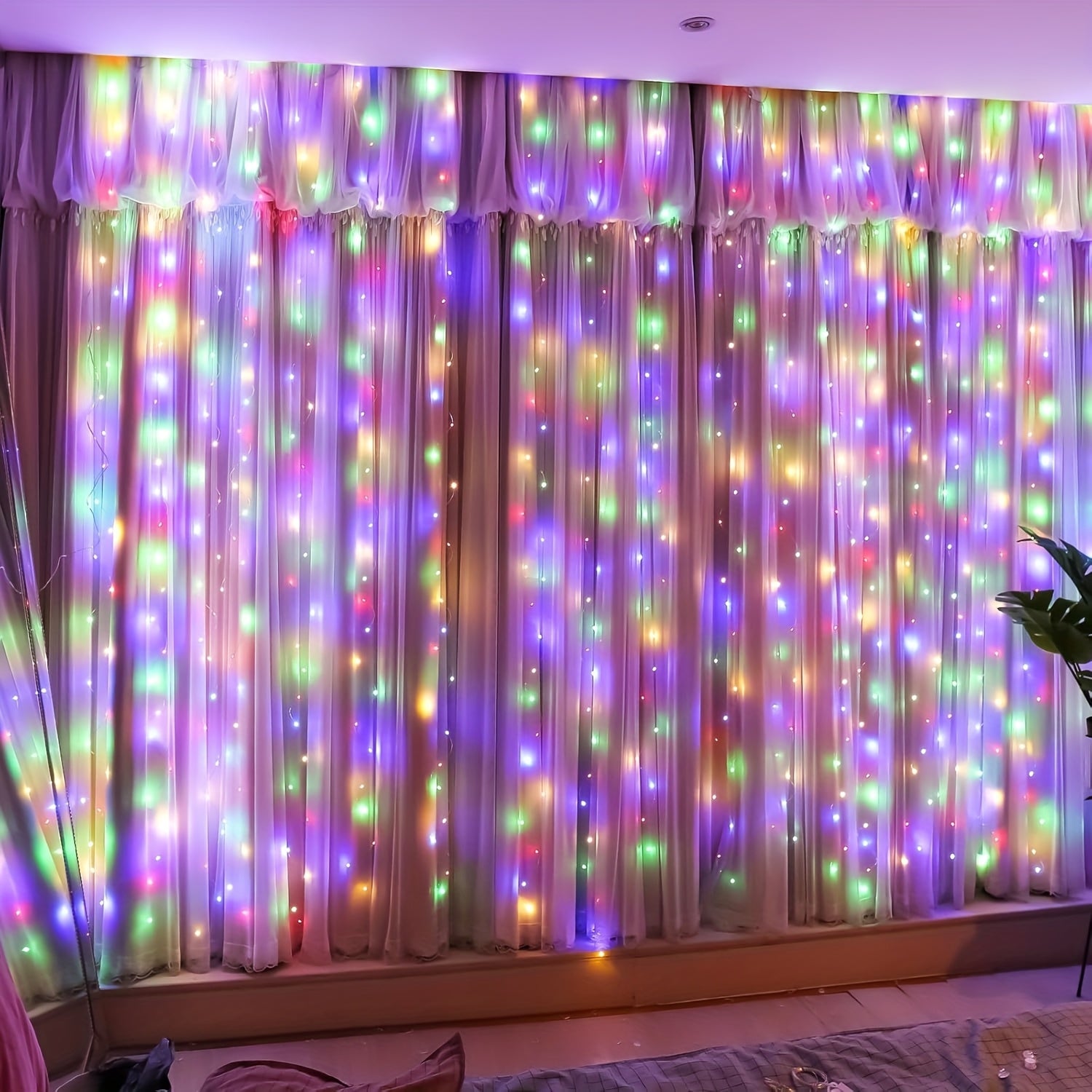 [Vintage Fairy Curtain Lights] Loyyz 300/200/100LED Vintage Multi-Color Fairy Curtain Lights | USB Plug-in Indoor/Outdoor Hanging Decor for Christmas, Weddings, Parties, Bedroom - Durable Plastic String Lights for Festive Amb