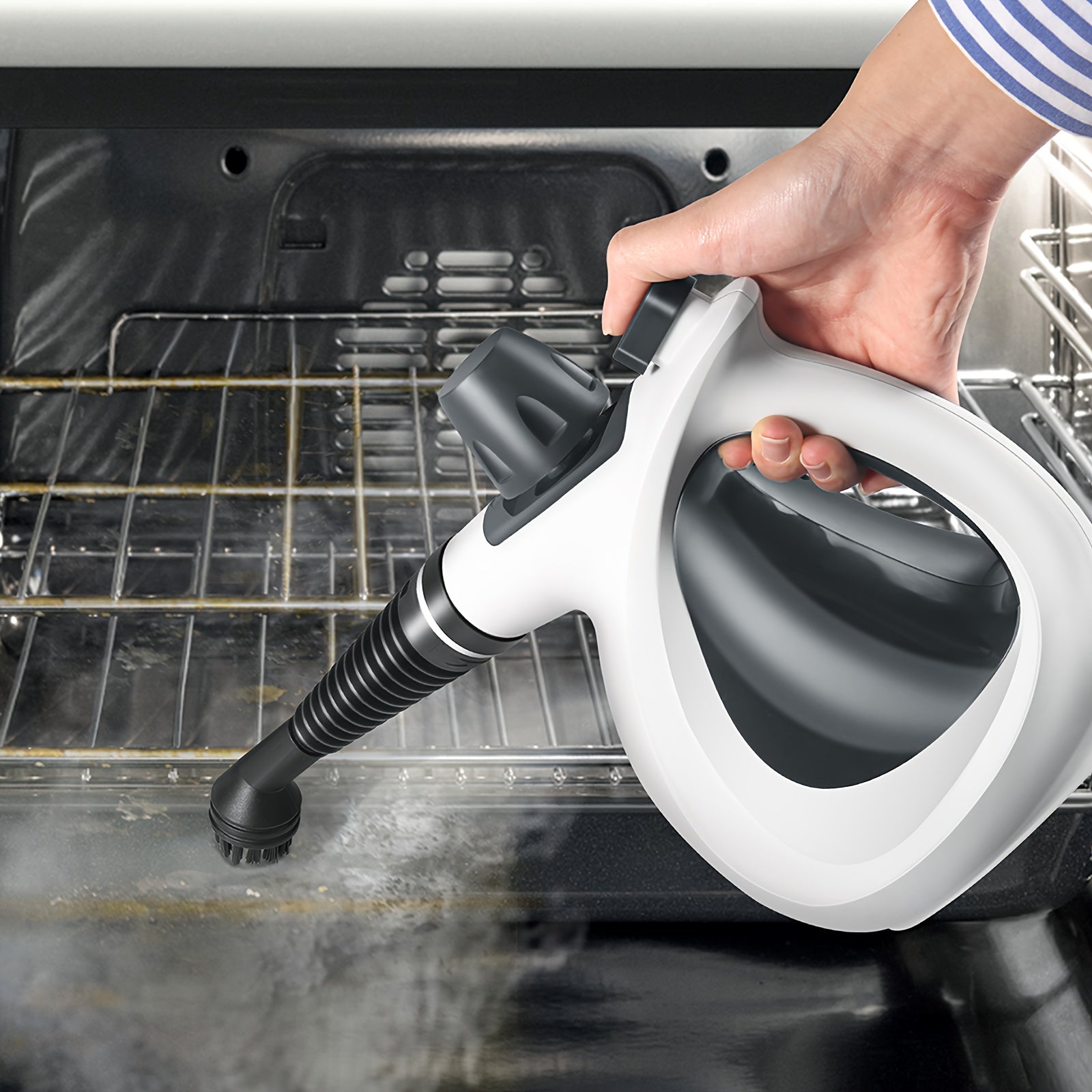 1Pc 1050W High-Power Portable Handheld Steam Cleaner Quick Heating, 12 Brush Heads For Versatile Cleaning In Kitchens, Bathrooms, Furniture & Cars - Us Plug, Large Capacity Water Tank, Steam Cleaner For Car