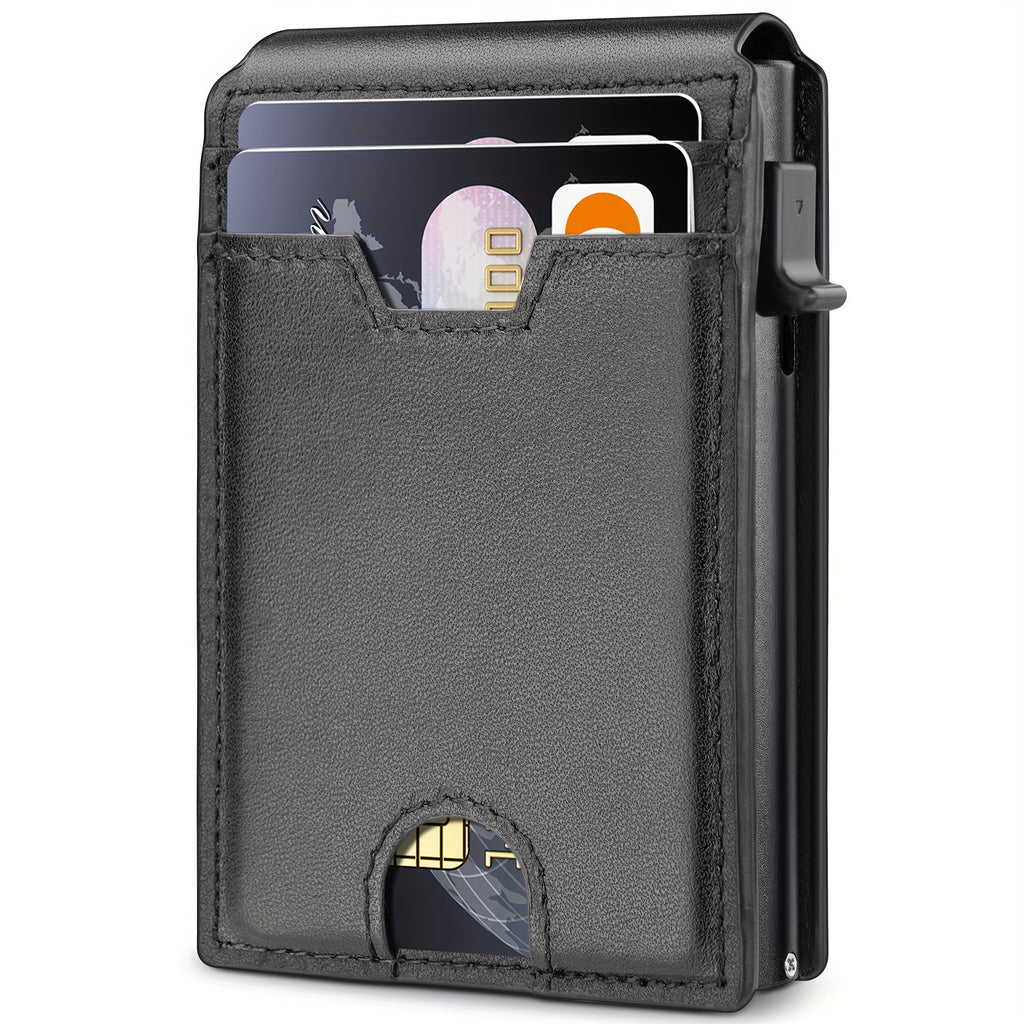 Wallet for Men, Mens Minimalist Wallet, Slim Compact Wallet with Money Clip & ID Window, RFID Blocking Smart Pop Up Card Wallet, Metal Aluminum Bifold Wallet Credit Card Holder-Best Gift, Mens Wallet, Wallet for Women High Qu