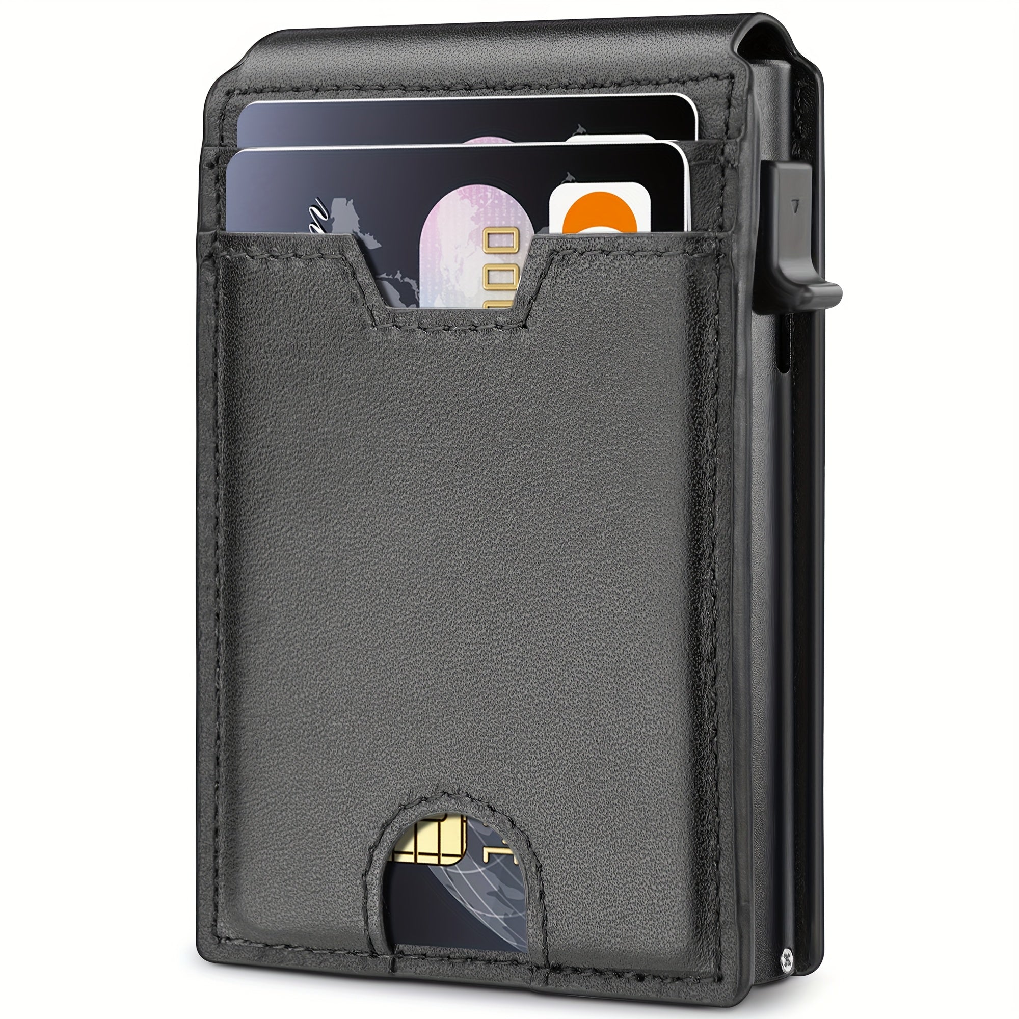 Wallet for Men, Mens Minimalist Wallet, Slim Compact Wallet with Money Clip & ID Window, RFID Blocking Smart Pop Up Card Wallet, Metal Aluminum Bifold Wallet Credit Card Holder-Best Gift, Mens Wallet, Wallet for Women High Qu