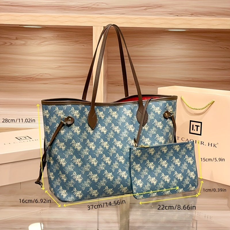 Elegant Floral Tote Bag with Red Interior, Large Capacity, Golden-Tone Hardware, And Detachable Shoulder Strap - Ideal for Daily Travel And Commuting, Travel Tote Bag | Floral Print Tote | Durable Handles, Tote Bag