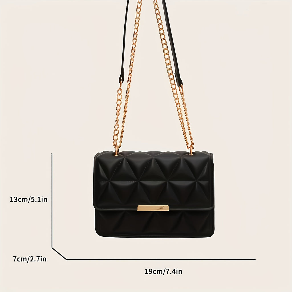 [Chain Crossbody Bag] 4-Season Fashion Chain Crossbody Bag, Women's Mini Shoulder Bag, Luxurious Versatile Handbag, Stylish Square Crossbody Wallet, Trendy Minimalist Purse, Chain Strap Small Square Bag for Shopping, Work, Co