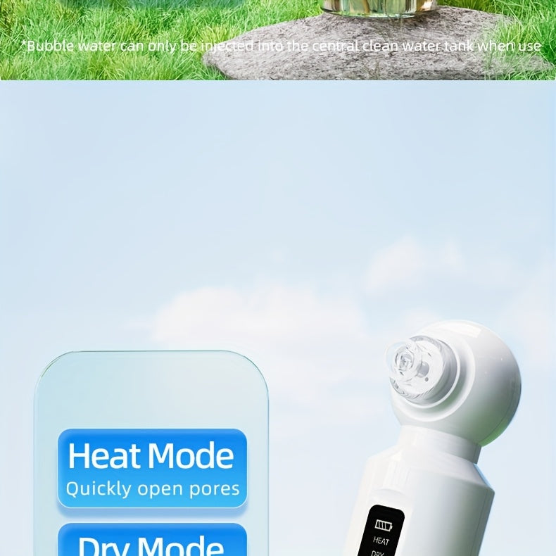[USB Charging Beauty Device] 6-Head Blackhead Cleaner, Vacuum Electric Blackhead Pore Cleaner, USB Charging Mini Bubble Beauty Device, To Activate Heating Mode, Press And Hold The Power Button For 3 Seconds. Automatically Mai