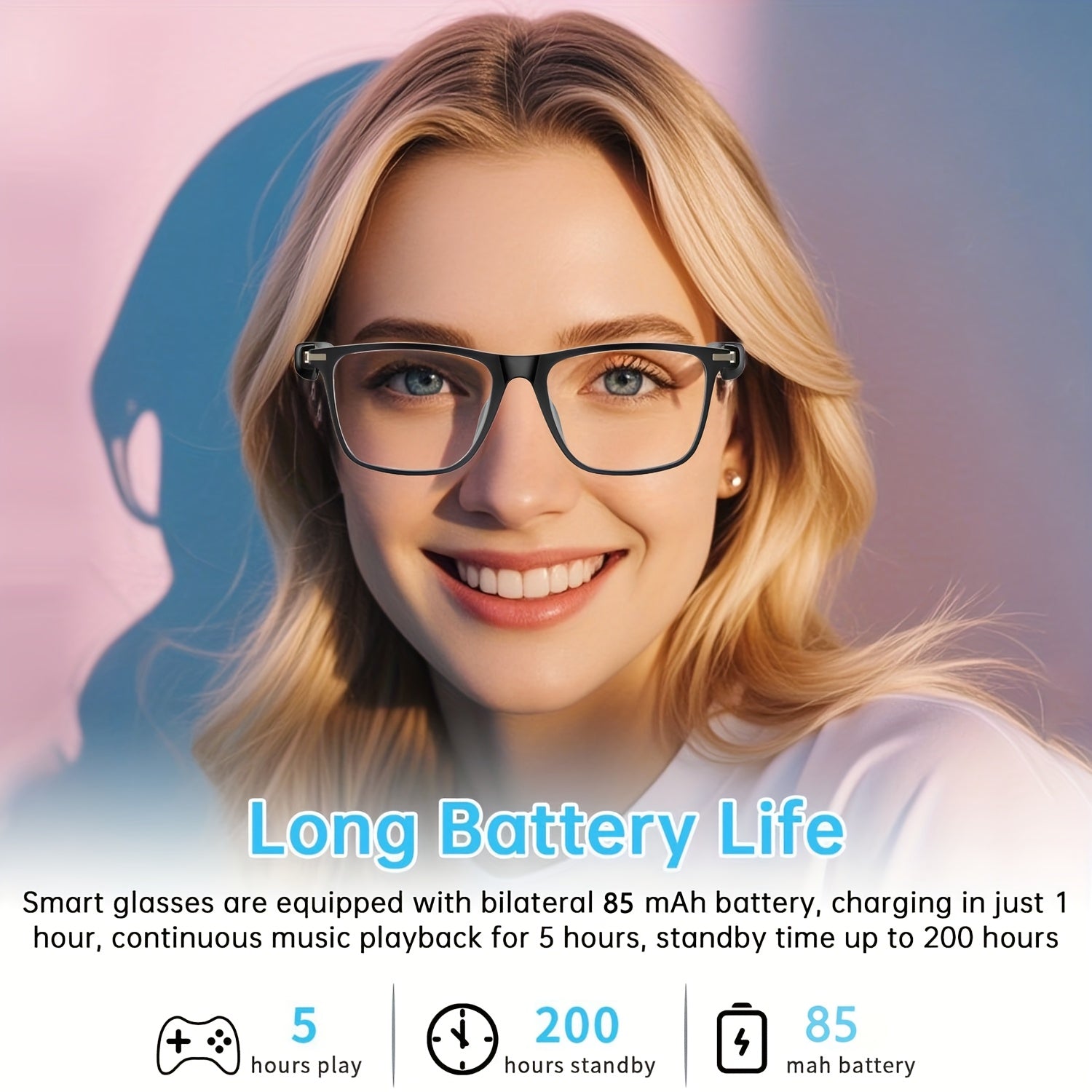 New Smart Glasses For 2025, With Ultra Long Battery Life, And Sweat Proof, Wireless Connection To Smartphones, Listening To Music And Making Phone Calls, Comfortable Wearing For Business And Sports All Day Long, Holiday Gifts