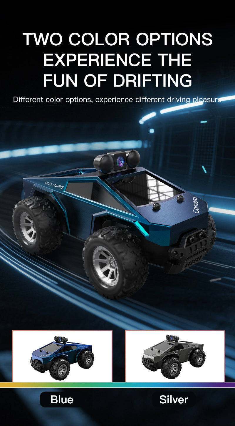 1/28 Scale FPV RC Truck with Camera & Live Video, 2.4GHz Remote Control Car with FPV Goggles-like View, Alloy-Body Style (Plastic), Anti-Interference System, 2-Speed Modes & Flashing Lights - Controlled for Boys & Adults (Gif