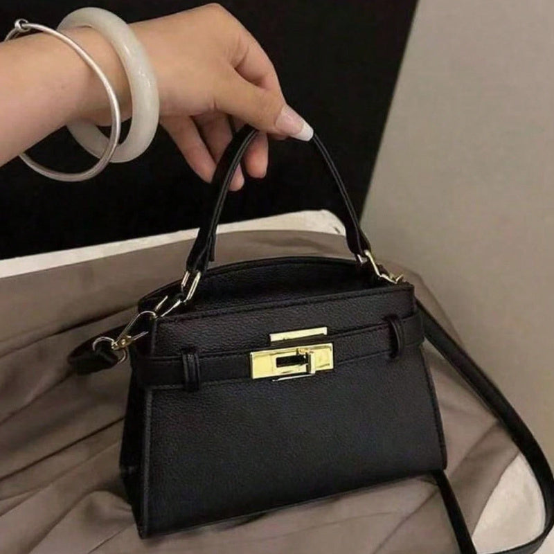 Women'S Elegant Business Casual Handbag - Structured Tote with Golden-Tone Hardware & Buckle Closure, Structured Crossbody Bag with Golden-Tone Hardware, Durable & Easy-clean Design For Office, Work, Travel - Perfect Mother'S