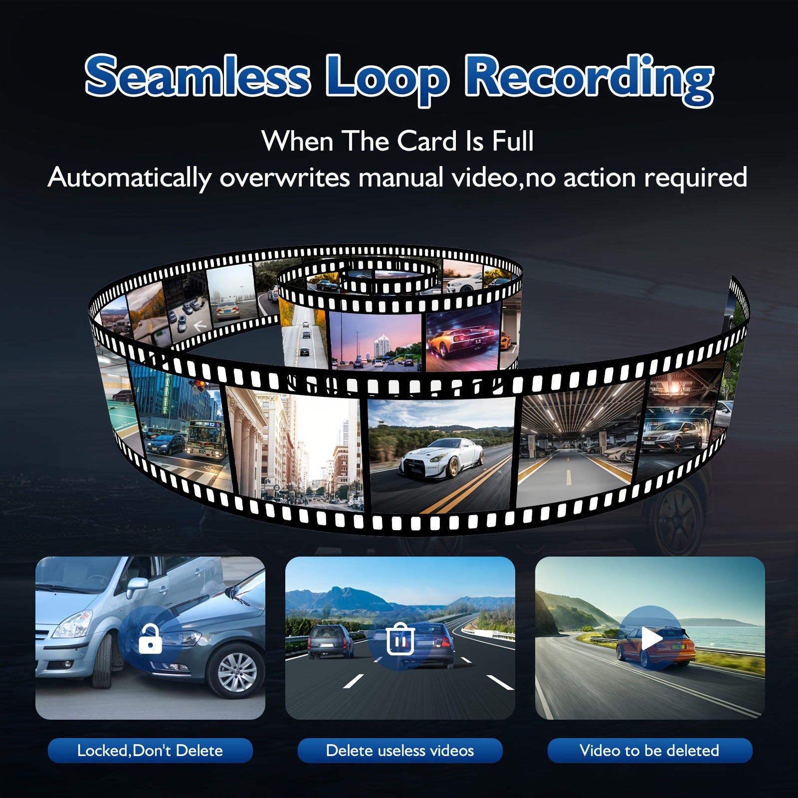 Driving Recorder, 3-Channel Driving Recorder, 4K+1080P Front And Rear Driving Recorders, Triple Car Driving Recorder, 512GB Card And 32GB Card, Cardless Driving Recorder, 160P Full HD, G Sensor, 170 ° Wide-Angle Instrument P