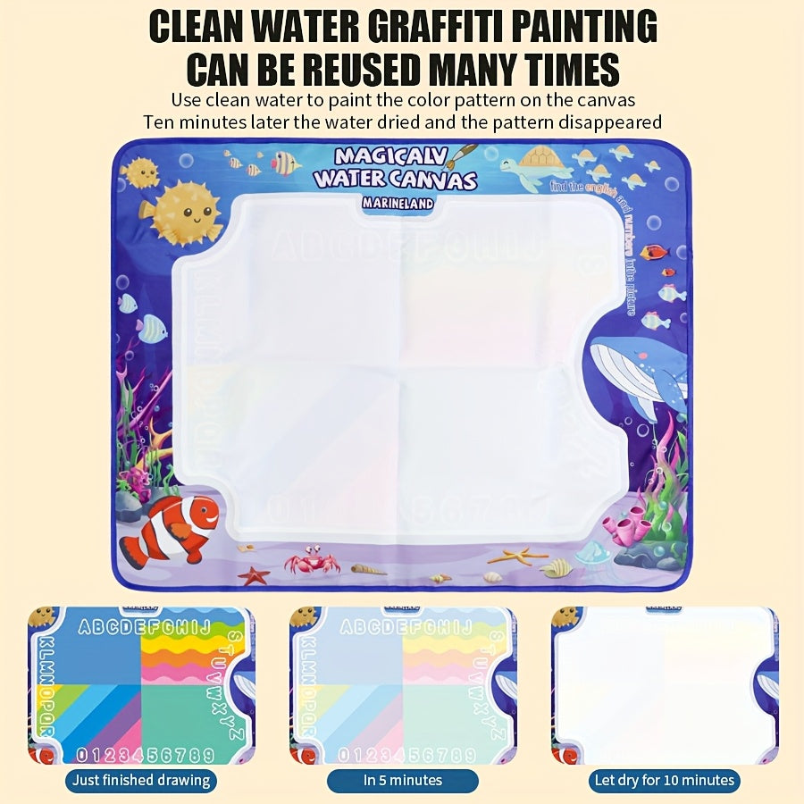 1pc Magic Water Canvas Graffiti Mat - Non-Toxic Washable Kids art mat with Water Painting, Portable Drawing Board with Soft Cloth Storage, for Home, School, Travel - Ideal Birthday or Christmas Gift for Boys & Girls, Home Lea