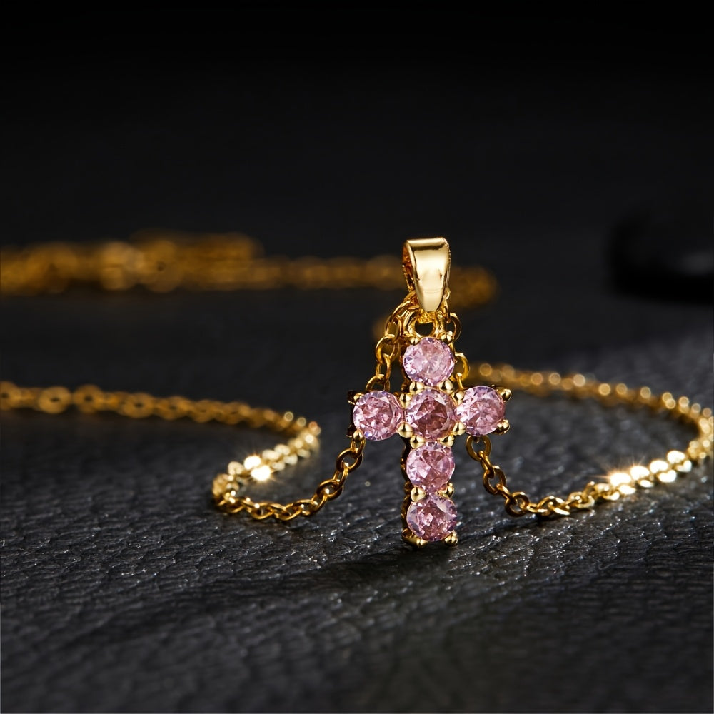 Golden-Tone Copper Cross Necklace