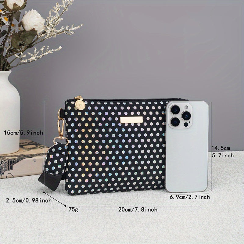Stylish Polka Dot Crossbody Bag with Interchangeable Straps - Lightweight Durable Polyester, Golden-Tone Hardware, Multi-Color Options for Daily Commute, Parties & Travel, Crossbody Purse, Party Accessories, Sleek Simple Desi