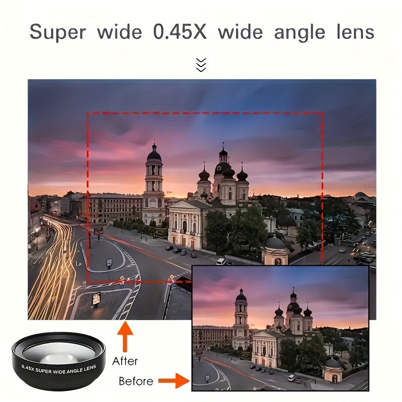 2-in-1 Smartphone Camera Lens Kit - ABS Wide Angle & Macro, PVC Material, Compatible with Most Smartphones, Includes 2 Lens Attachments for Enhanced Photography Experience, Smartphone Camera Lens Kit|Wide Angle Lens| Macro Le
