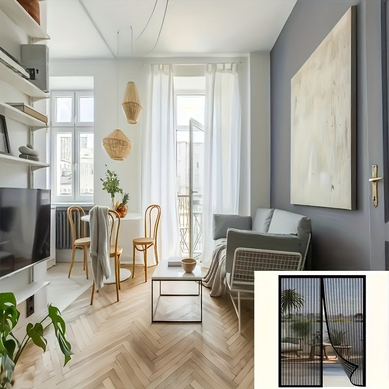 Heavy-Duty Magnetic Screen Door - Self-Sealing, Handsfree Mesh Insect Barrier for Pet and Child Friendly Use with Magnets Strips Installation | Durable Nylon Material in Bohemian Style Hand Wash Only, Stylish Entryway, Reinfo