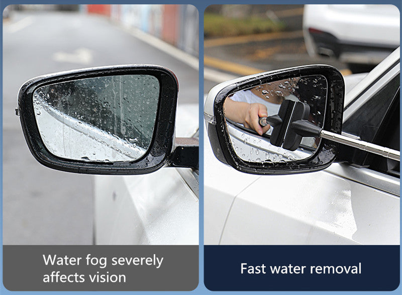 Stainless Steel 2-in-1 Portable Retractable Wiper - Compact & Versatile for Car Rearview Mirrors, Windshields, Glass & Shower Cleaning, Pink Handle
