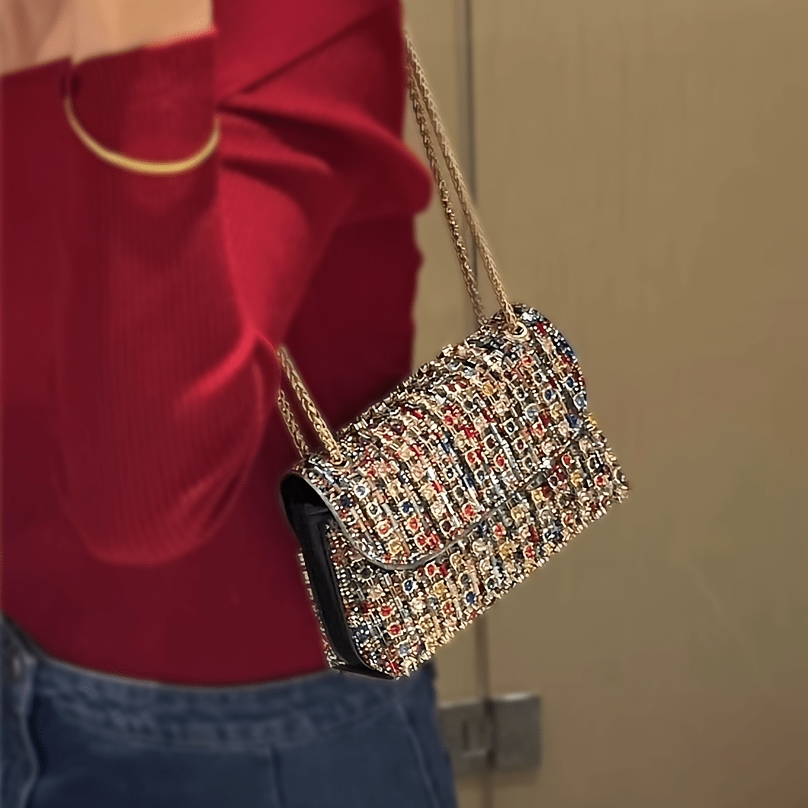 Women's Sparkling Rhinestone Banquet Handbag/Purse - Lightweight PU Evening Bag with Adjustable Crossbody/Shoulder Strap, ic Closure, Elegant Shining for Weddings, Parties, Prom - Multi-Color Luxury Accessory