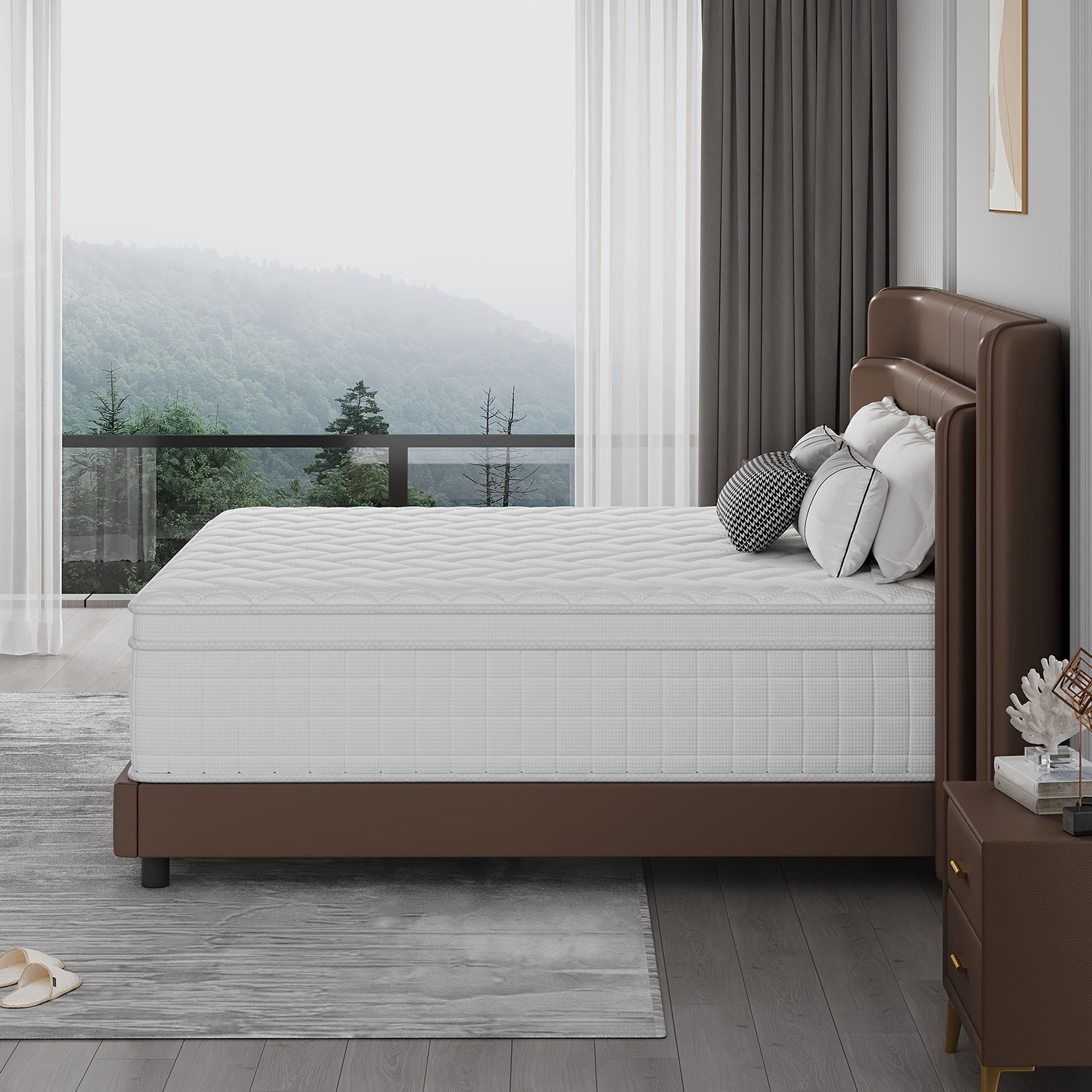 10in/12in Twin, Full, Queen, KingMattress White Memony Foam And Spring, Euro Top Mattresses Medium Firm for Motion Isolation, Edge Support, 100 Night Trial Firmness, Lumbar Support, for Home RoomsHotels, Boxed