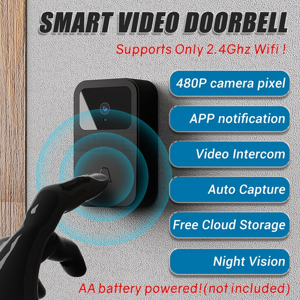 Smart HD WiFi Doorbell, High Quality High-Quality Wireless Camera with Night Vision, Voice Converter, Photos & Videos, 4.3-Inch Screen, 365-Day Standby, Infrared Night Light, Expandable to 128GB Storage, Auto-Recording and Li