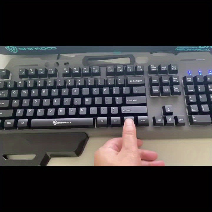 Ergonomic Gaming Keyboard with Hair Light - Ambidextrous Wired Keyboard for E-Sports and Office, Universal USB Plug-in, No Battery Required