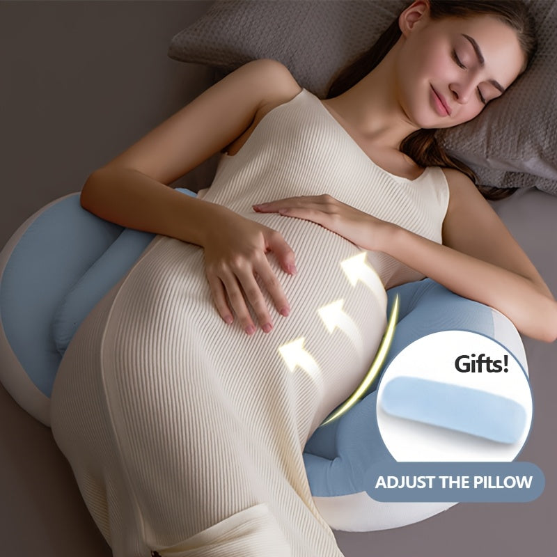 Soft U-Shaped Ergonomic Maternity Pillow for Side Sleepers with Lumbar Protection, Polyester Fill for Comfortable Belly & Back Relief, Ideal for Pregnancy Care