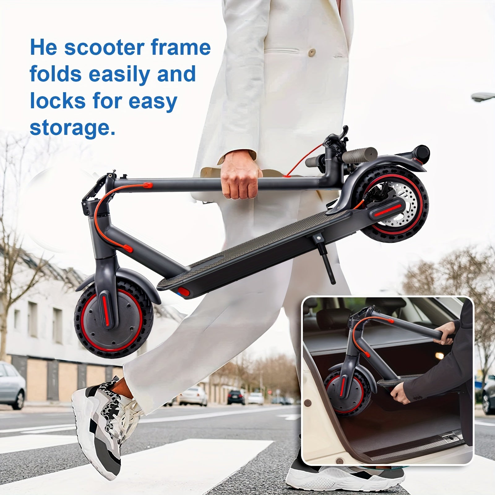 8.5 Inch Foldable Electric Scooter for Adults with LED Display Motor Power Ranges for 350W, Class A 7.8/10.4Ah Lithium Battery, 3 Speed Modes, 15 - 30 Mile Range And Maximum Load Capacity Of 220.46 LB